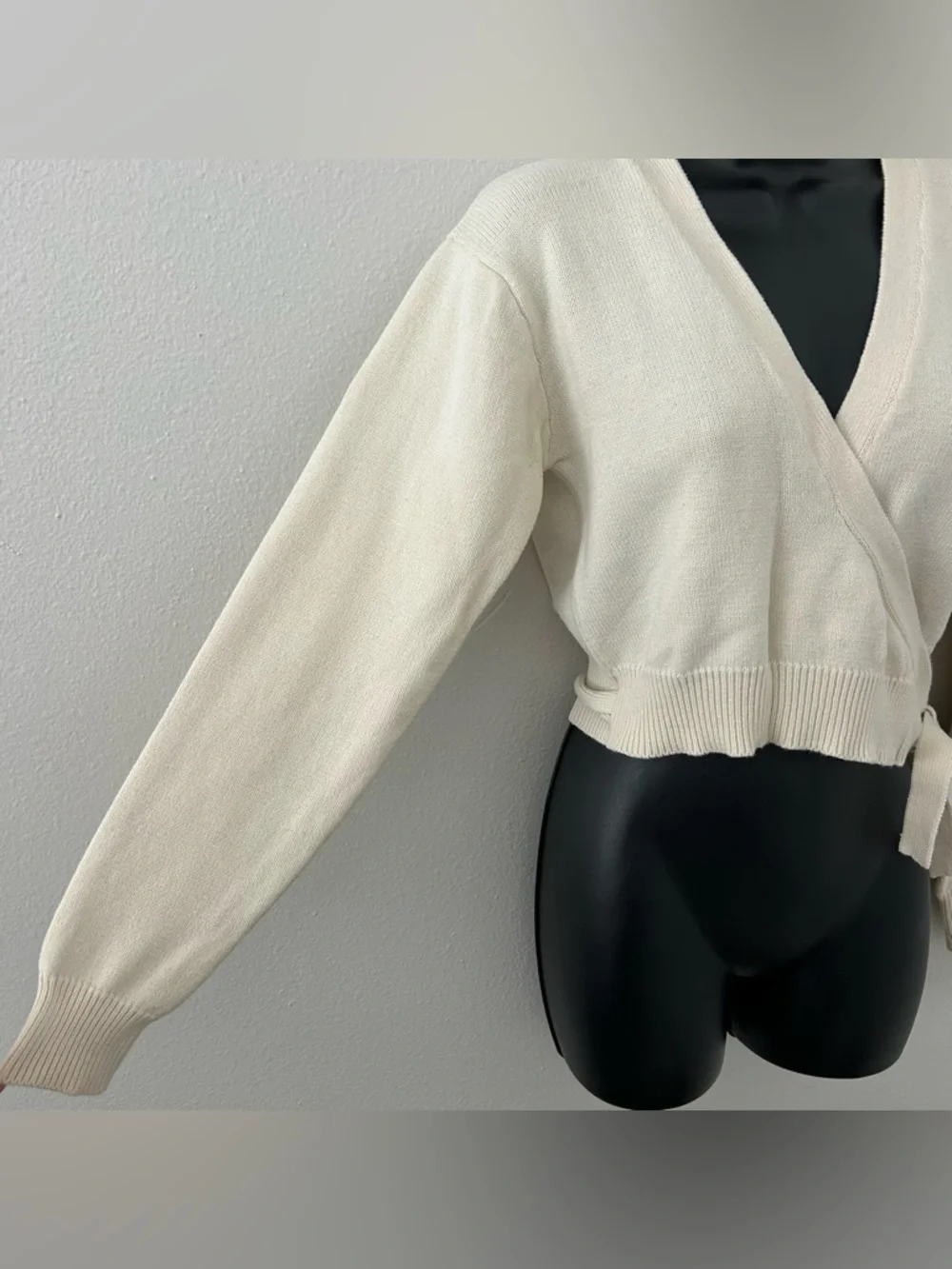 Vintage Ralph Lauren 100% Cotton Wrap Sweater Womens L Ballet Classic Prep Cream - Picture 3 of 8